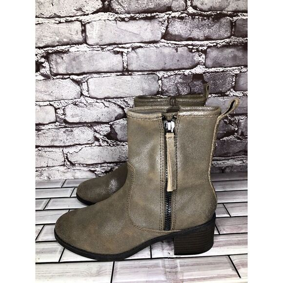 Clarks Metallic Leather Taupe Nevella Devon Zip Ankle Boots Women 7.5M US/38EU - Picture 16 of 16